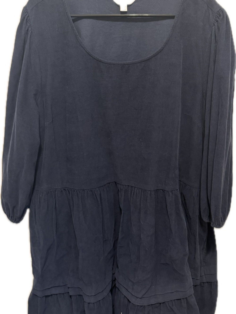 Time and Tru Navy Tiered Scoop Neck Long Sleeve Dress